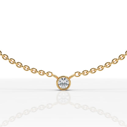 Solitaire Diamond Bezel Pendant In White Gold - Twelve