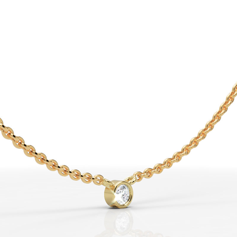 Solitaire Diamond Bezel Pendant In White Gold - Thirteen