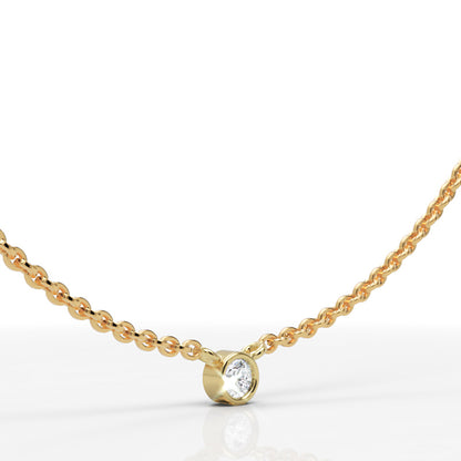 Solitaire Diamond Bezel Pendant In White Gold - Thirteen