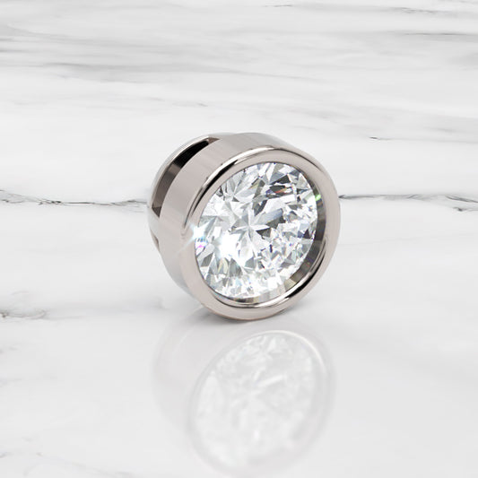 Bezel Set Solitaire Diamond Pendant Necklace in White Gold