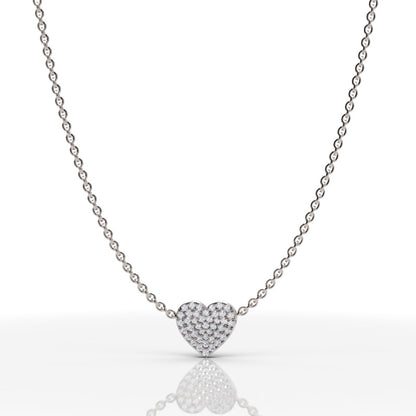 Pav Diamond Heart Pendant In White Gold - Fourteen