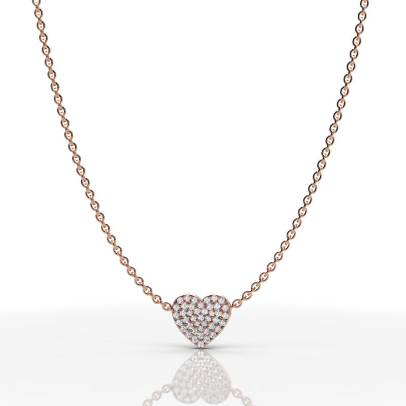 Pav Diamond Heart Pendant In White Gold - Fifteen