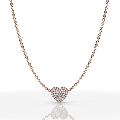 Pav Diamond Heart Pendant In White Gold - Fifteen