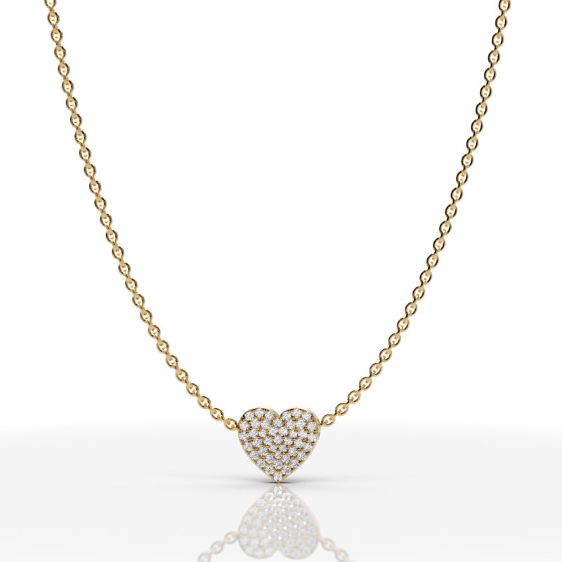 Pav Diamond Heart Pendant In White Gold - Sixteen