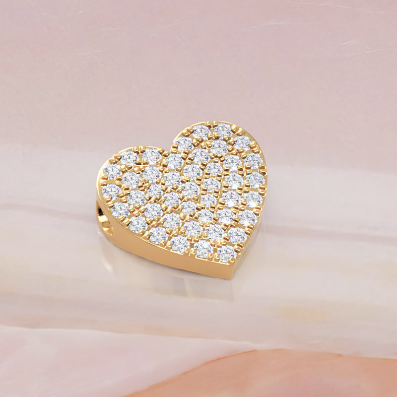 Pav Diamond Heart Pendant In White Gold - One