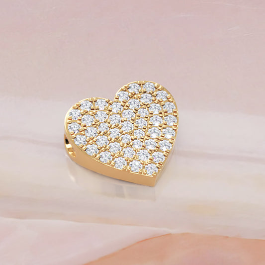 Pav Diamond Heart Pendant Necklace in White Gold