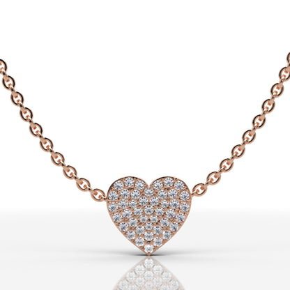 Pav Diamond Heart Pendant In White Gold - Six