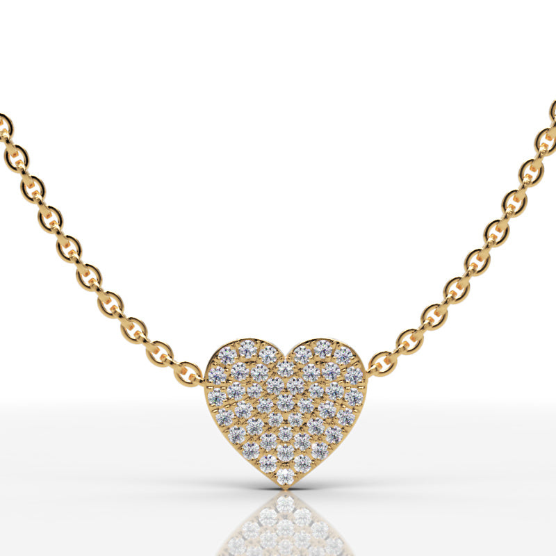 Pav Diamond Heart Pendant In White Gold - Seven