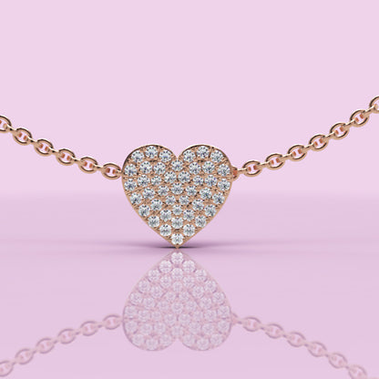 Pav Diamond Heart Pendant In White Gold - Nine