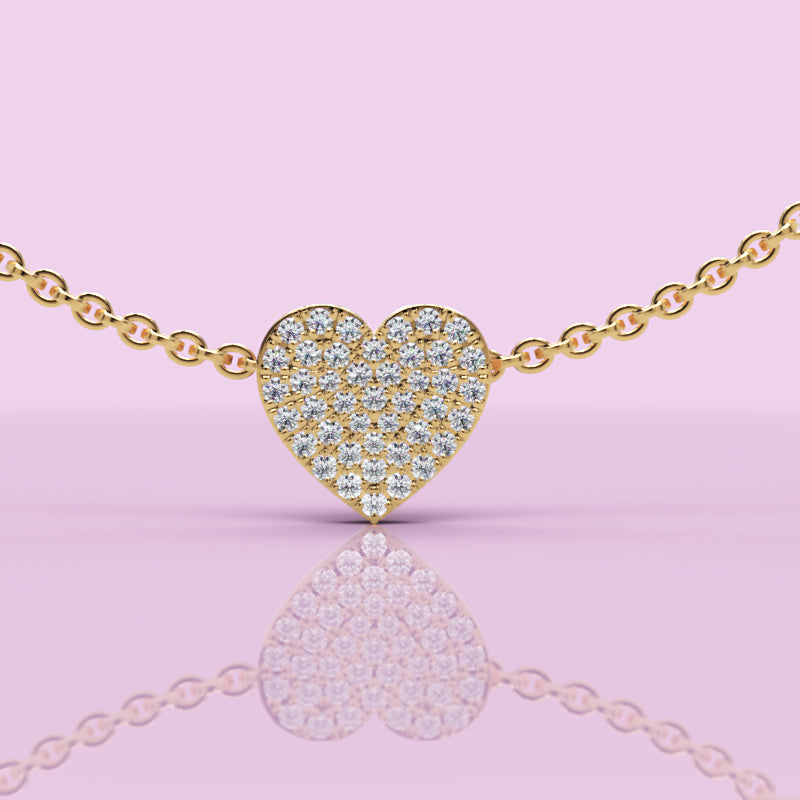 Pav Diamond Heart Pendant In White Gold - Ten