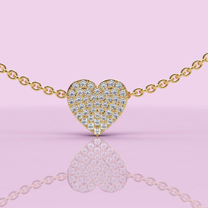 Pav Diamond Heart Pendant In White Gold - Ten