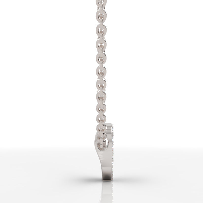 Pav Diamond Heart Pendant In White Gold - Eleven