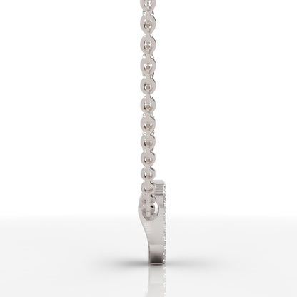 Pav Diamond Heart Pendant In White Gold - Eleven