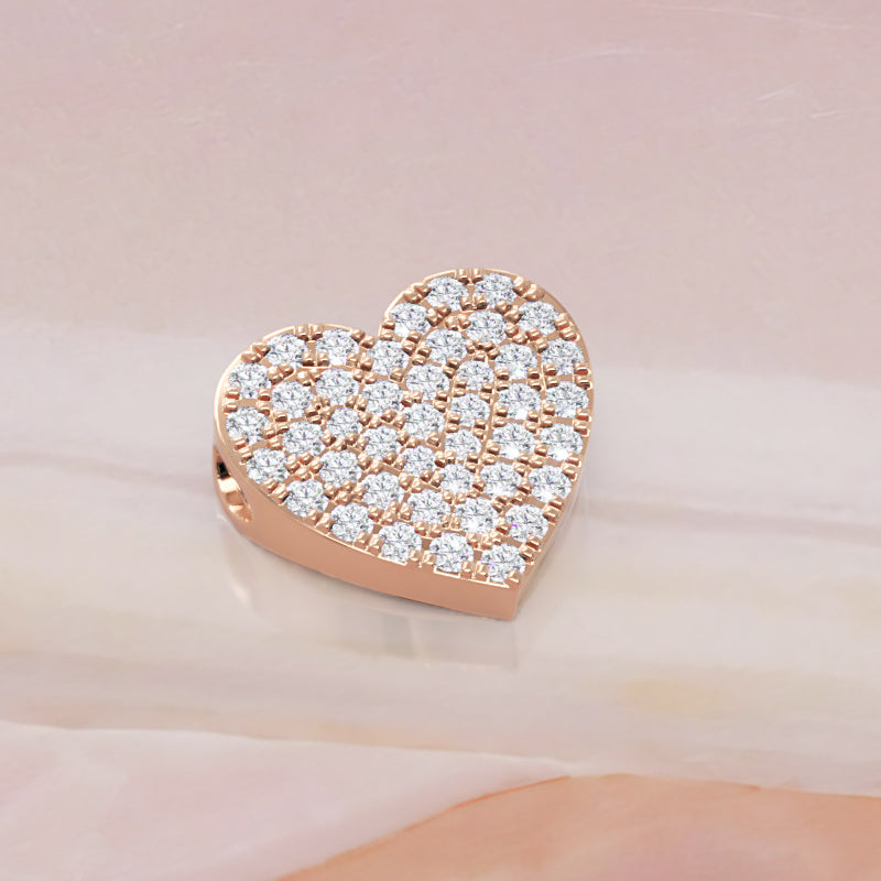 Pav Diamond Heart Pendant In White Gold - Four