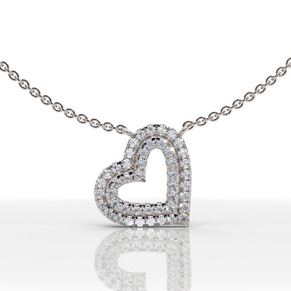 Diamond Heart Pendant In White Gold - Five