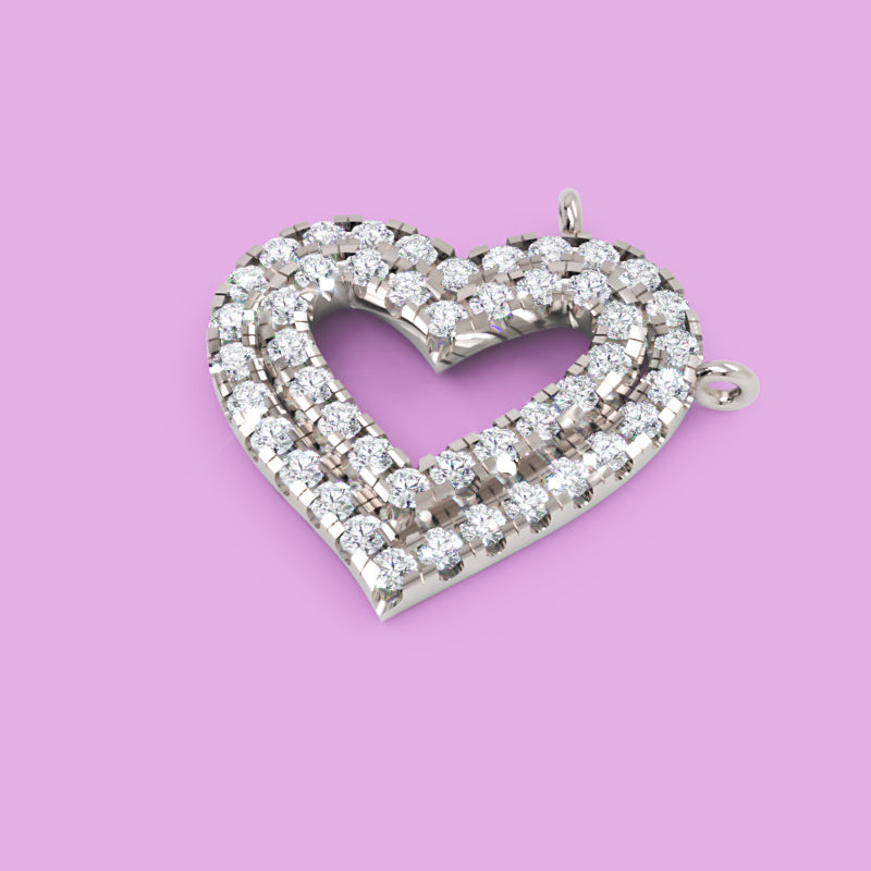 Diamond Heart Pendant In White Gold - One