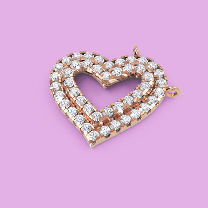 Diamond Heart Pendant In White Gold - Three