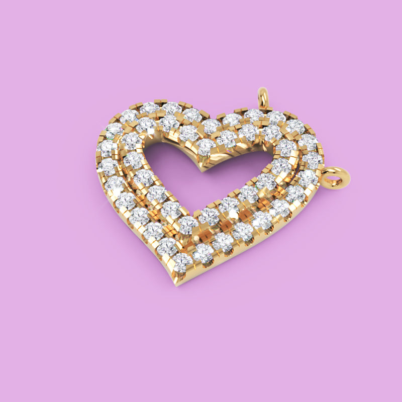 Diamond Heart Pendant In White Gold - Four