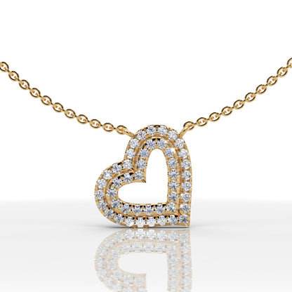 Diamond Heart Pendant In White Gold - Six