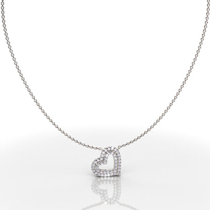 Diamond Heart Pendant In White Gold - Eleven