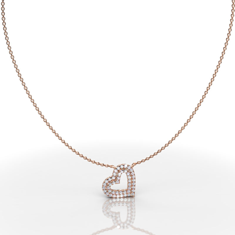 Diamond Heart Pendant In White Gold - Thirteen