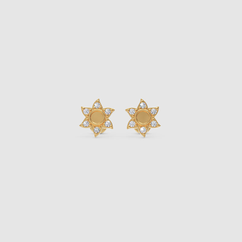 Rose Gold Diamond Star Stud Earrings With Screw Back - Twelve