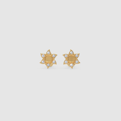 Rose Gold Diamond Star Stud Earrings With Screw Back - Twelve
