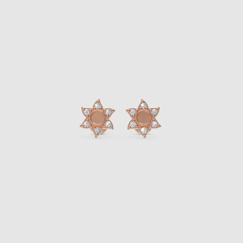 Rose Gold Diamond Star Stud Earrings With Screw Back - Five