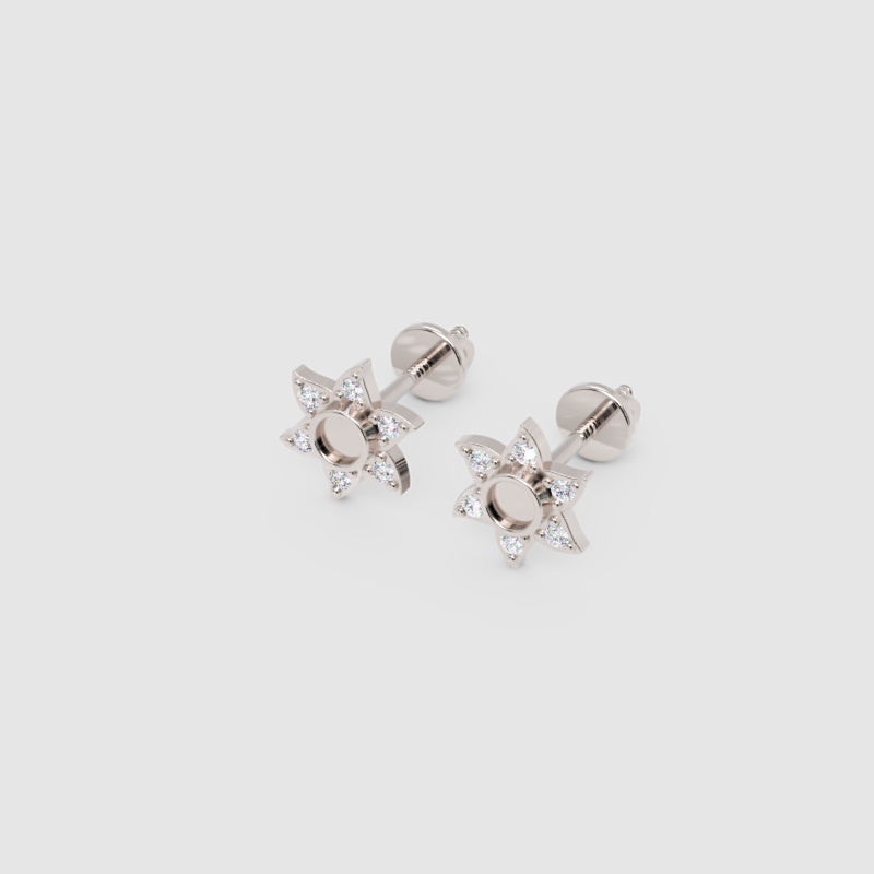 Rose Gold Diamond Star Stud Earrings With Screw Back - Seven