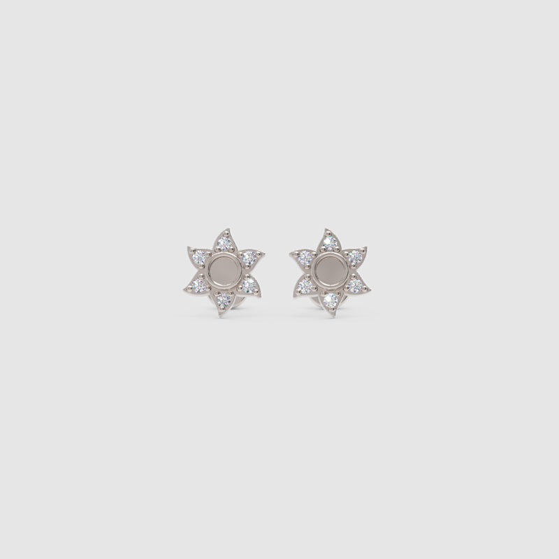 Rose Gold Diamond Star Stud Earrings With Screw Back - Nine