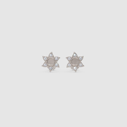 Rose Gold Diamond Star Stud Earrings With Screw Back - Nine