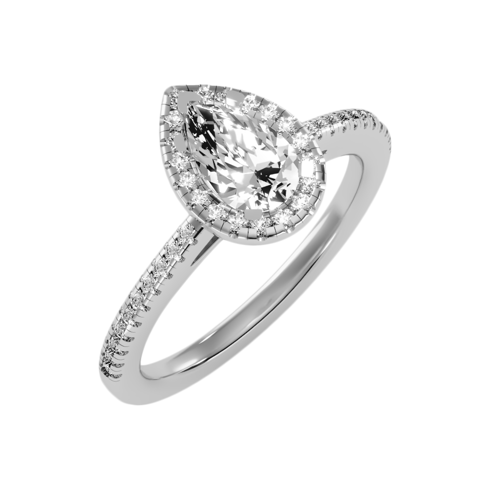 Bonita Pear Shaped Halo Ring In 925 Sterling Silver - One