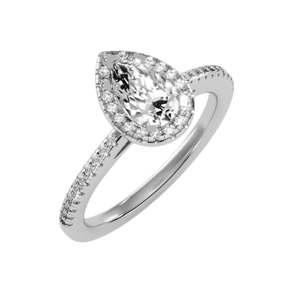 Bonita Pear Shaped Halo Ring In 925 Sterling Silver - One