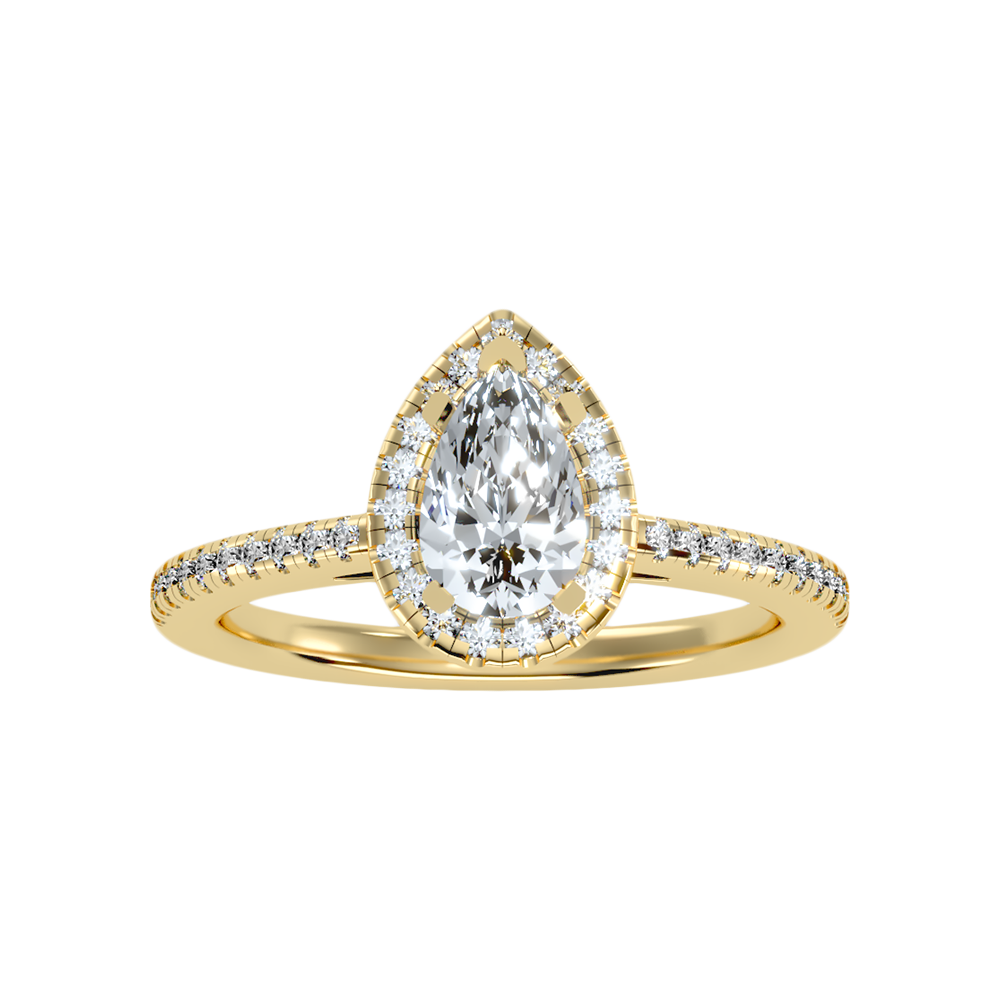 Bonita Pear Shaped Halo Ring In 925 Sterling Silver - Ten