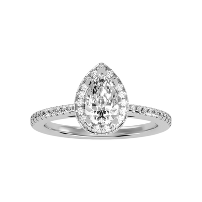 Bonita Pear Shaped Halo Ring In 925 Sterling Silver - Three