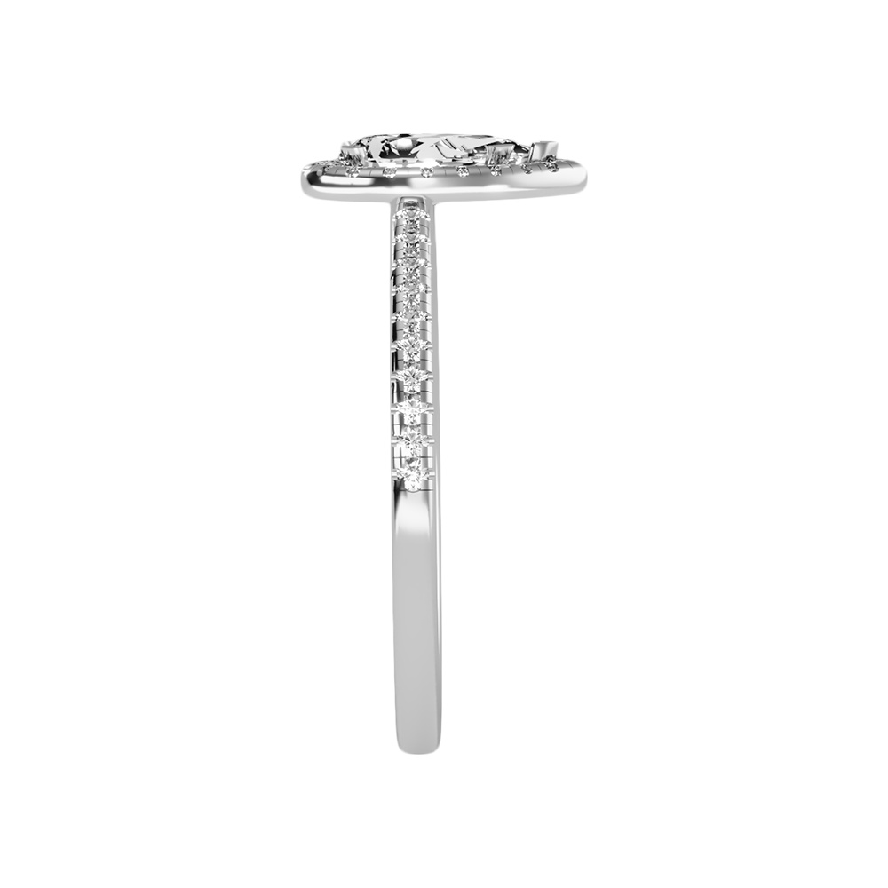 Bonita Pear Shaped Halo Ring In 925 Sterling Silver - Four