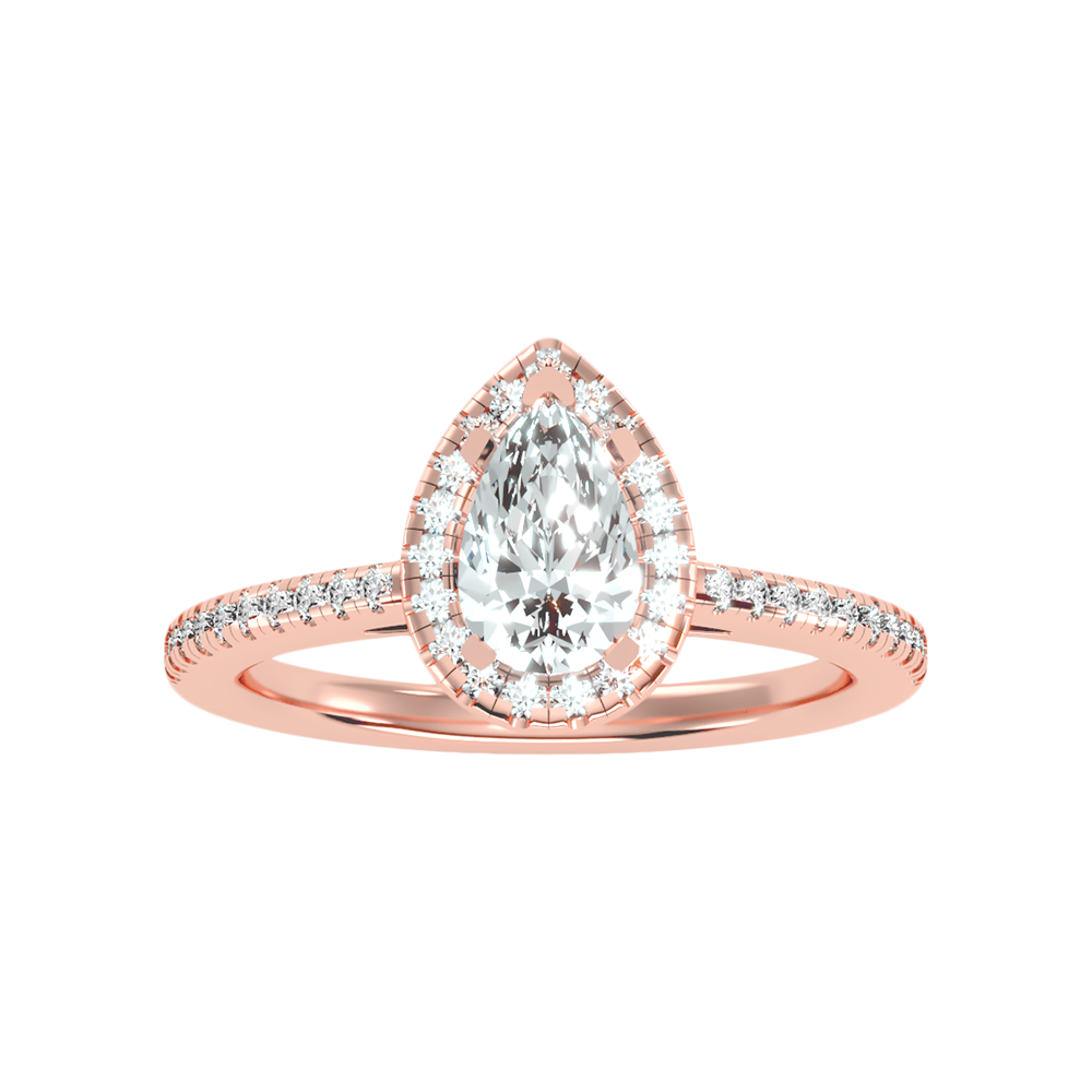 Bonita Pear Shaped Halo Ring In 925 Sterling Silver - Five