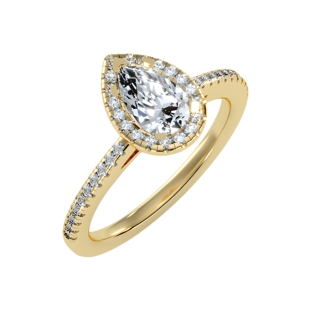 Bonita Pear Shaped Halo Ring In 925 Sterling Silver - Nine