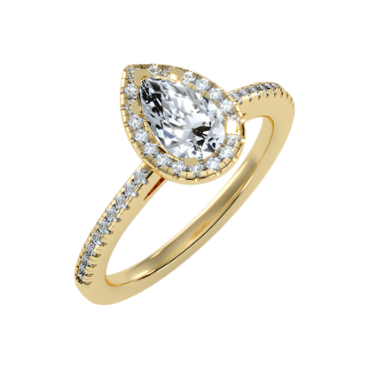 Bonita Pear Shaped Halo Ring In 925 Sterling Silver - Nine