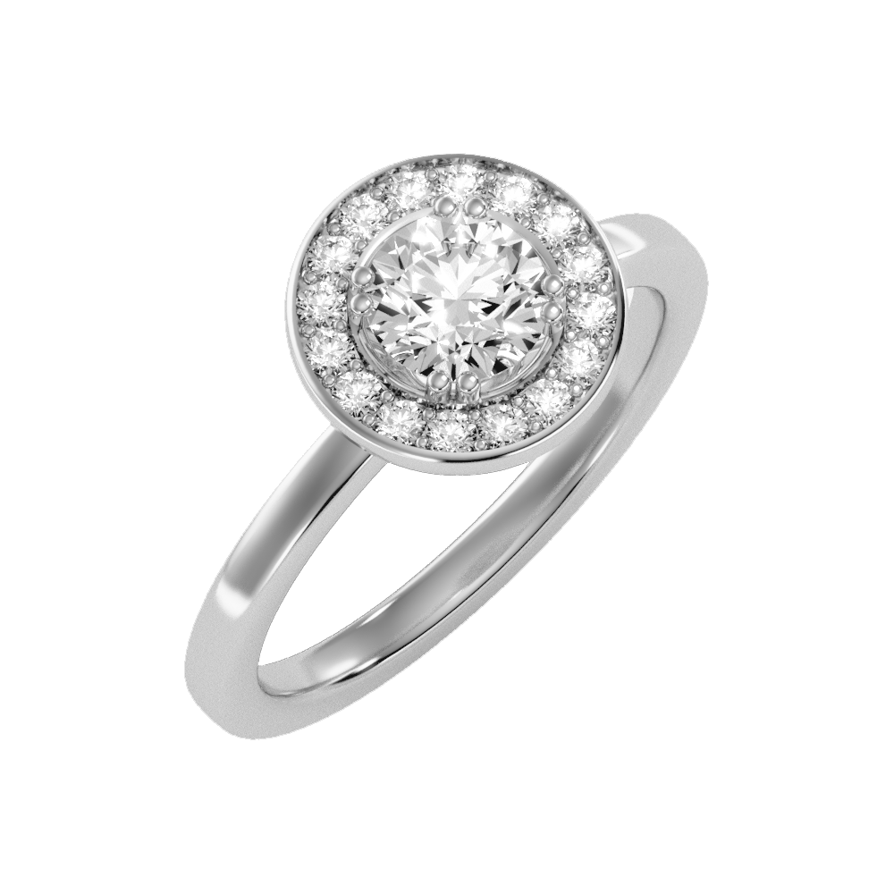 Bout Classic Halo Diamond Engagement Ring In 925 Sterling Silver - Eleven