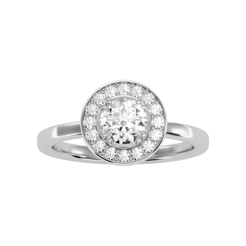 Bout Classic Halo Diamond Engagement Ring In 925 Sterling Silver - Nine