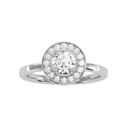 Bout Classic Halo Diamond Engagement Ring In 925 Sterling Silver - Nine