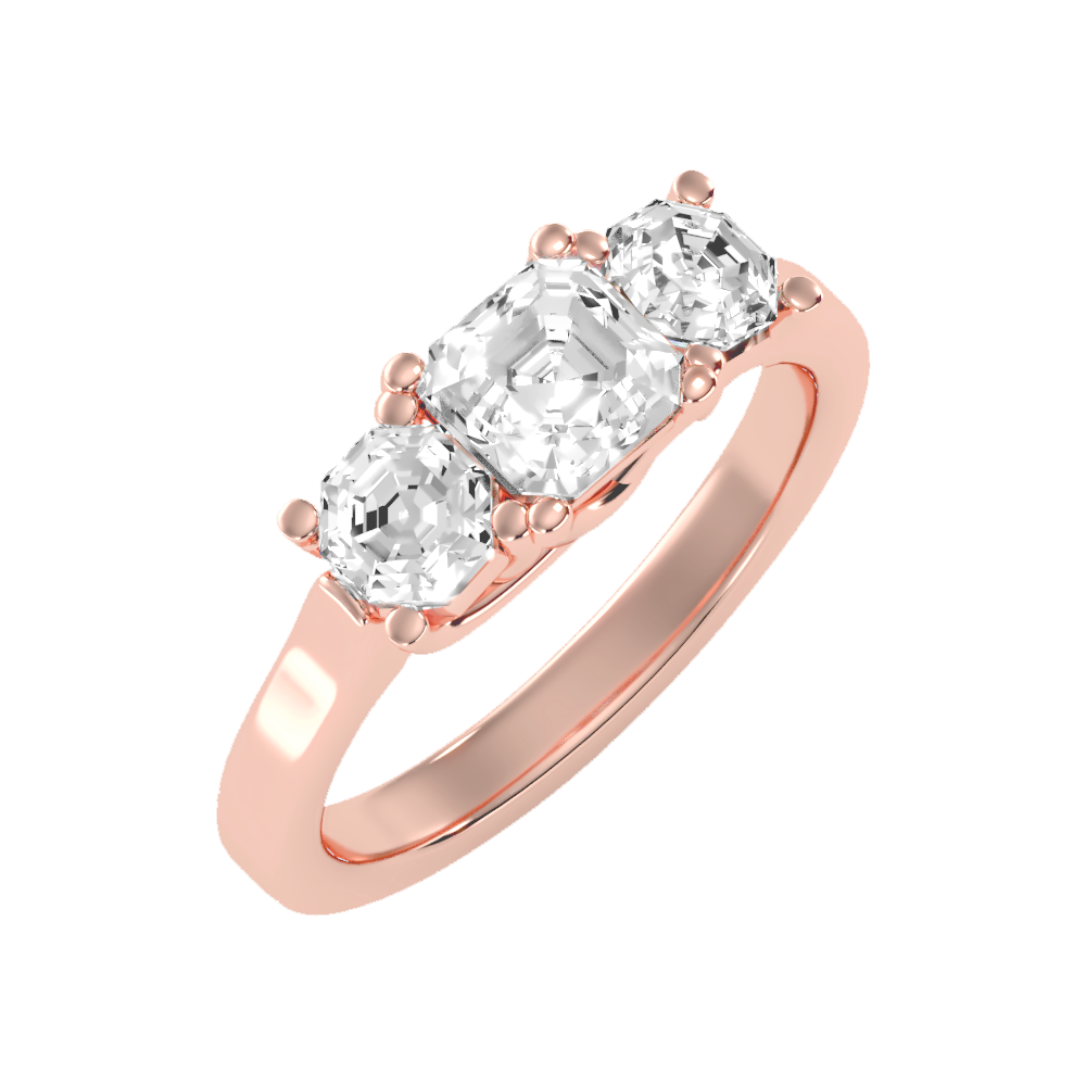 Bright Tri Stone Ring In 925 Sterling Silver - One