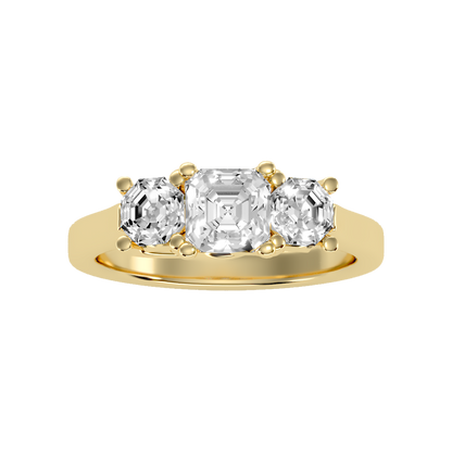 Bright Tri Stone Ring In 925 Sterling Silver - Ten