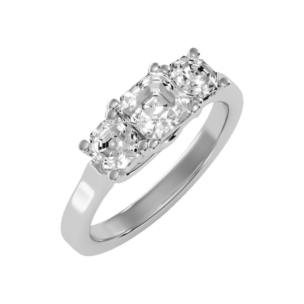 Bright Tri Stone Ring - Five
