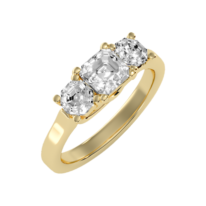 Bright Tri Stone Ring In 925 Sterling Silver - Nine