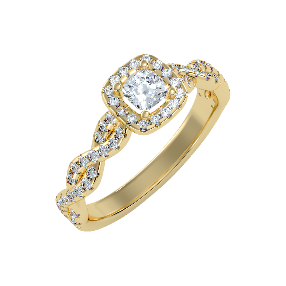 Brilliance Halo Solitaire Ring - Ten