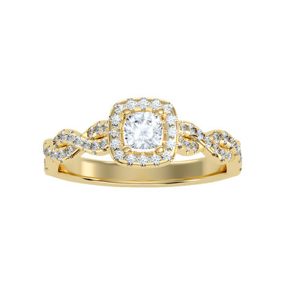 Brilliance Halo Solitaire Ring In 925 Sterling Silver - Eleven