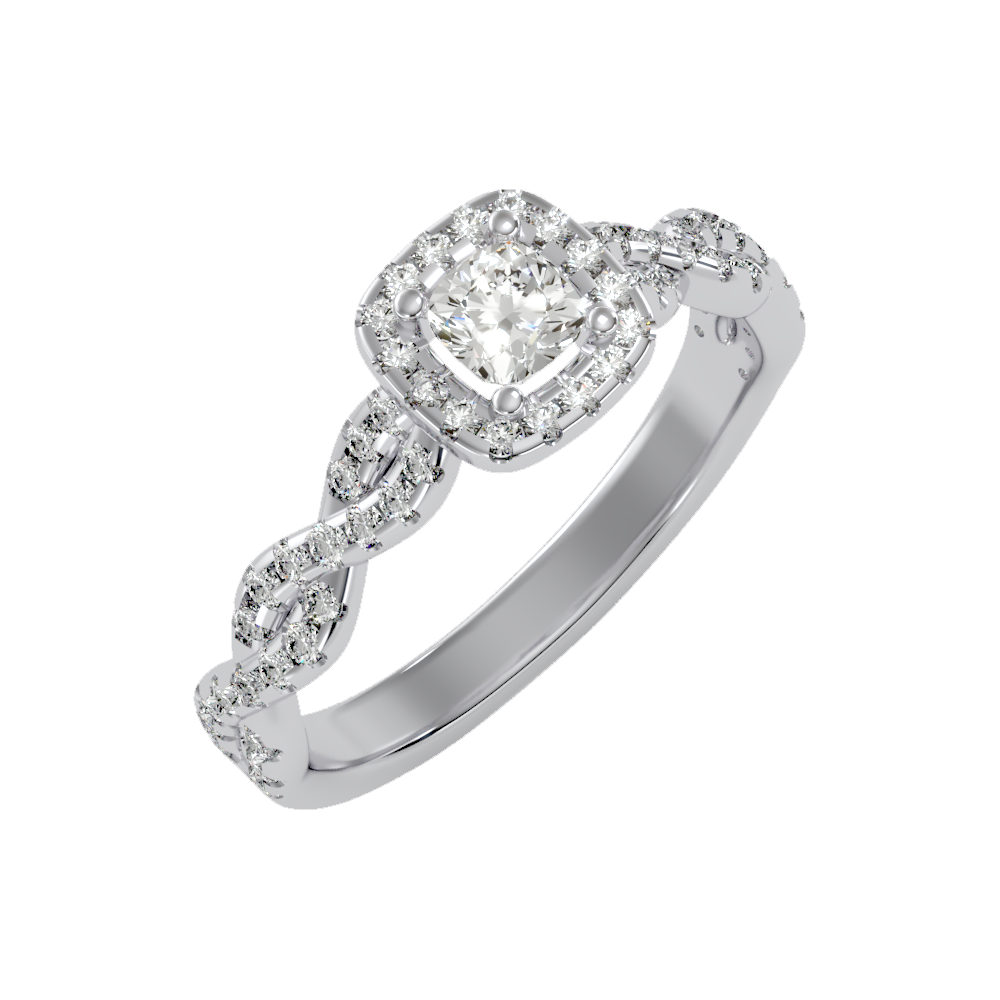 Brilliance Halo Solitaire Ring In 925 Sterling Silver - Two