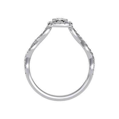 Brilliance Halo Solitaire Ring In 925 Sterling Silver - Three